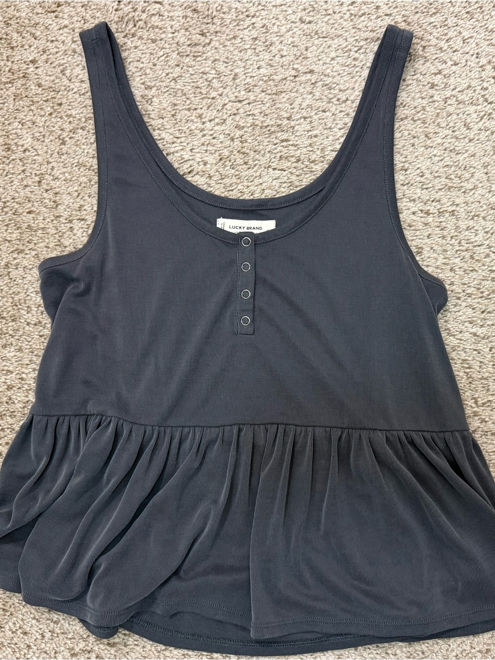 Lucky Brand Black Scoop Neck Peplum Tank